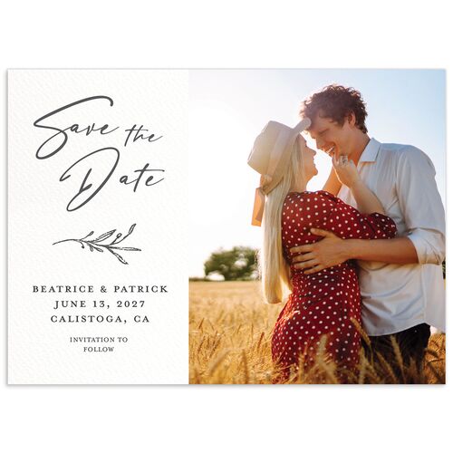 Romantic Setting Save The Date Cards Medieval Grey Signature smooth No Standard