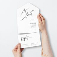 You Are Mine All-in-One Wedding Invitations Pure White Signature Light Both Recipient and Return Addresses No