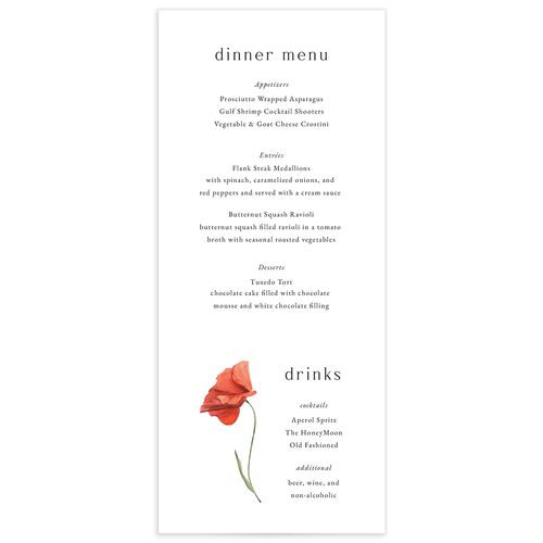 Wild Poppies Menus Pure White Signature