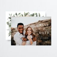 Eucalyptus Frame Save The Date Cards Pure White Signature smooth No Standard