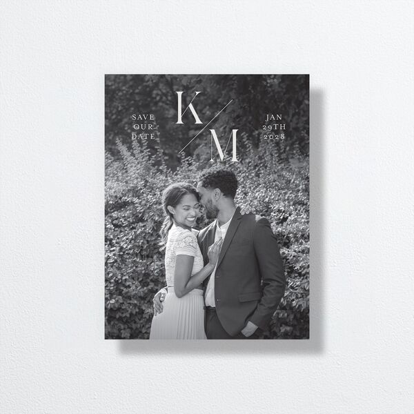 Monogram Slant Save the Date Petite Cards Licorice Signature smooth No Standard