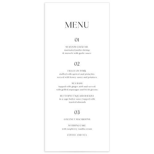 Modern Arch Menus Pure White Signature