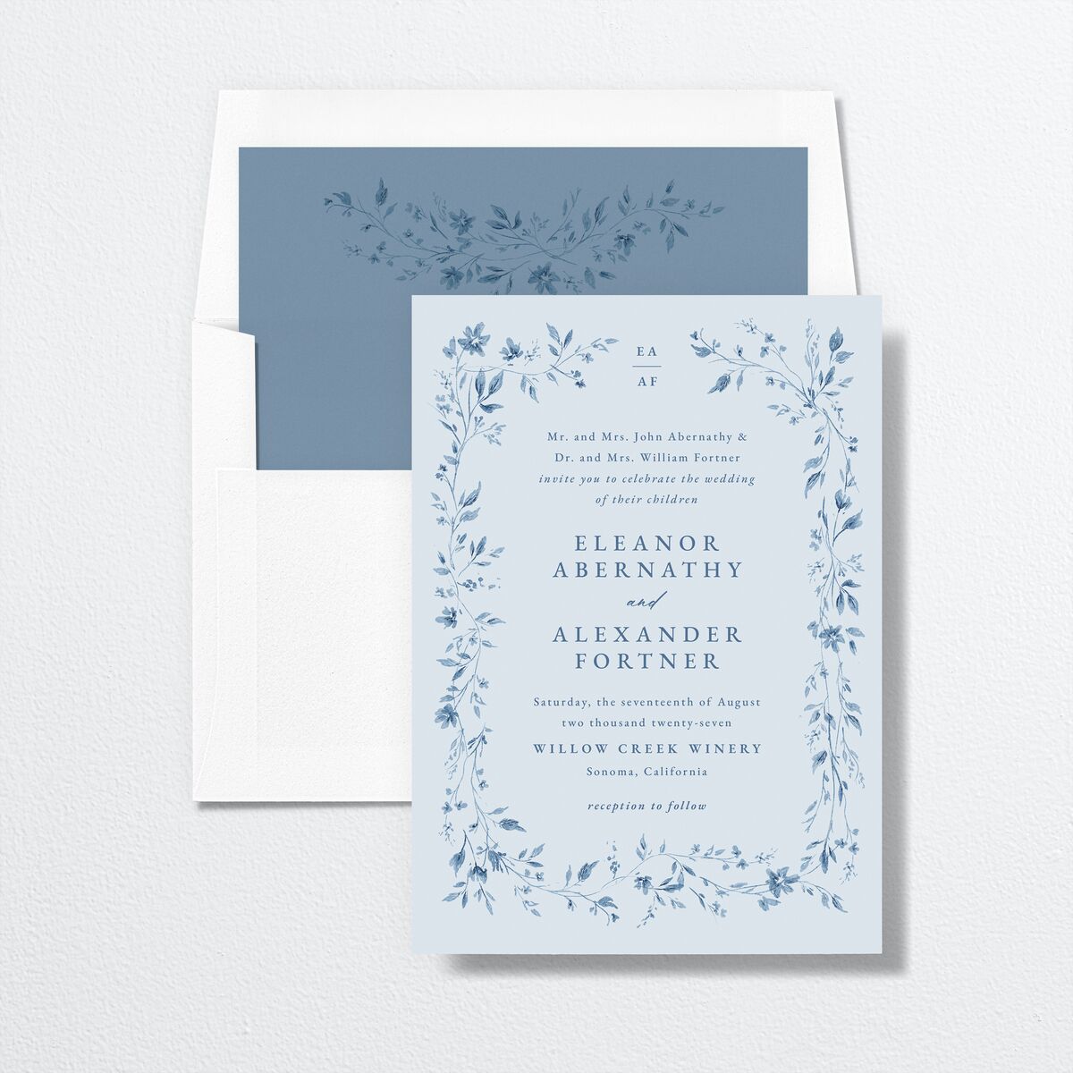 Timeless Floral Envelope Liners Standard Dusty Blue