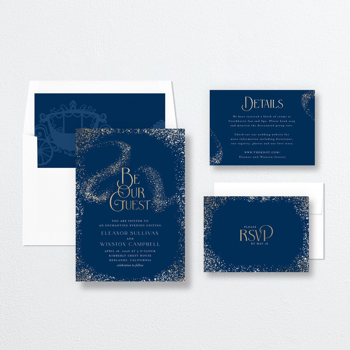 Be Our Guest Wedding Invitations Gold Navy Signature No Standard