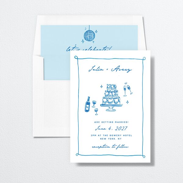 Hand Drawn Cake Envelope Liners Standard French Blue