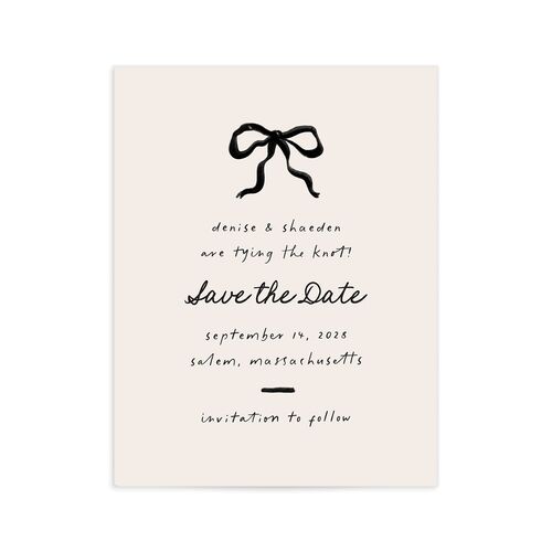 Dainty Bow Save the Date Petite Cards Linen Signature smooth No