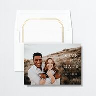 Eucalyptus Frame Save The Date Cards Pure White Signature smooth No Standard